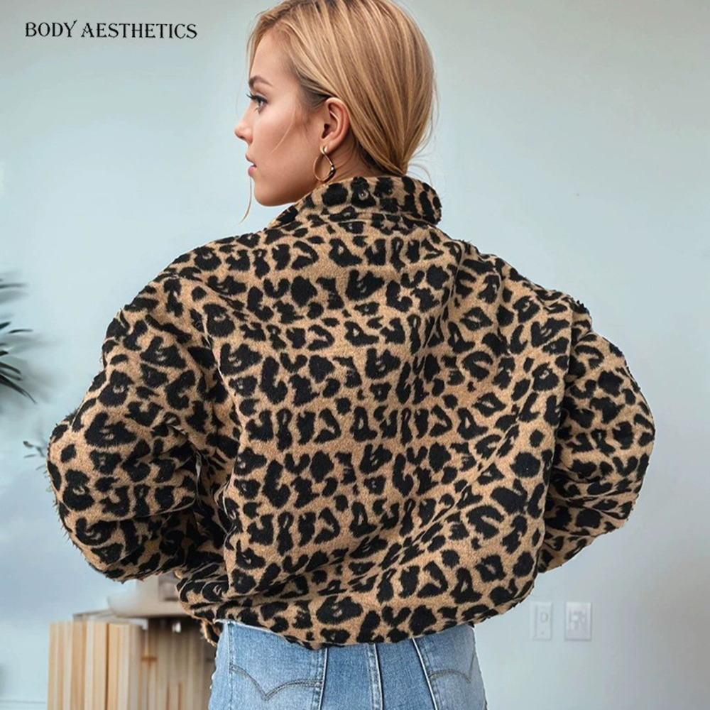 ZARA American Vintage Leopard Print Sexy Oversized Jacket for Women Spring Fall